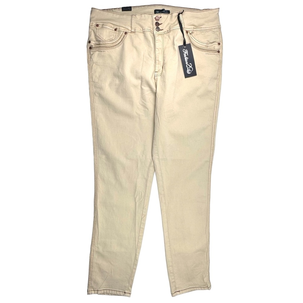 Fashion 20 Love Women’s Jeans Sz 20 Stretch Wide Leg Relaxed Fit Beige Denim NWT